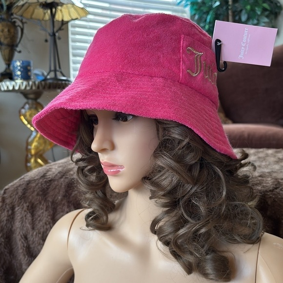 Brand New Juicy Couture Pink Bucket Hat Terrycloth w/ Gold Tone Embroidered Logo maxresdefault.jpg main image 4